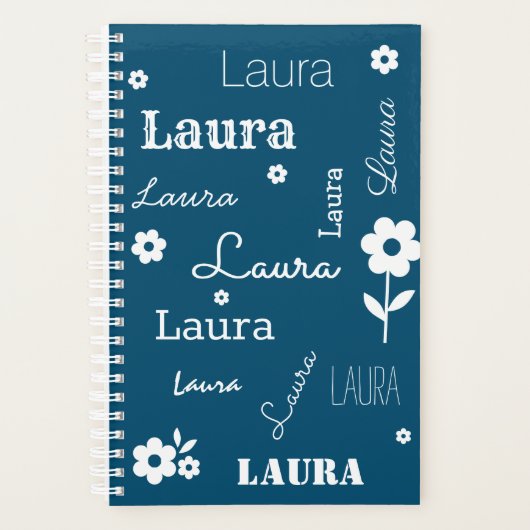 Blauwgroen blauw met Witte Bloemen, de Planner van (Voorkant)