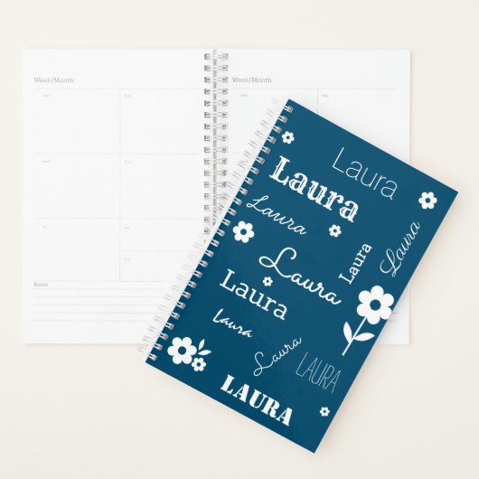 Blauwgroen blauw met Witte Bloemen, de Planner van (Display)