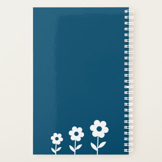 Blauwgroen blauw met Witte Bloemen, de Planner van (Achterkant)
