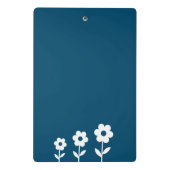 Blauwgroen blauw met witte bloemen, Gepersonalisee Mini Klembord (Achterkant)