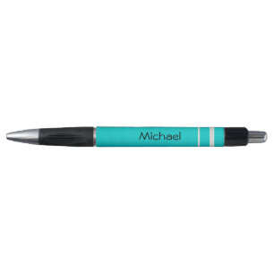Blauwgroen blauw met zilverstrips Personaliseren Pen