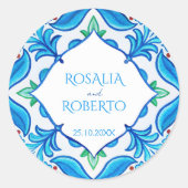 Blauwgroen blauw Mexicaanse Talavera bruid en brui Ronde Sticker (Voorkant)