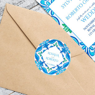 Blauwgroen blauw Mexicaanse Talavera bruid en brui Ronde Sticker