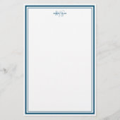 Blauwgroen Blauw Minimalistisch Eenvoudig Monogram Briefpapier (Voorkant)