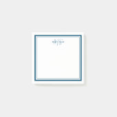 Blauwgroen Blauw Minimalistisch Eenvoudig Monogram Post-it® Notes (Voorkant)