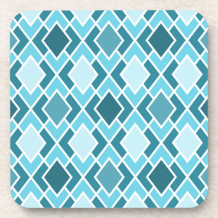 Blauwgroen blauw modern diamantpatroon onderzetter