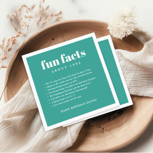 Blauwgroen Blauw Modern Minimal Fun Facts Verjaard Servet