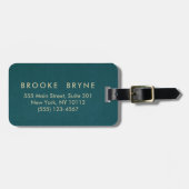 Blauwgroen Blauw Modern Professioneel Minimalist Bagagelabel (Voorkant horizontaal)