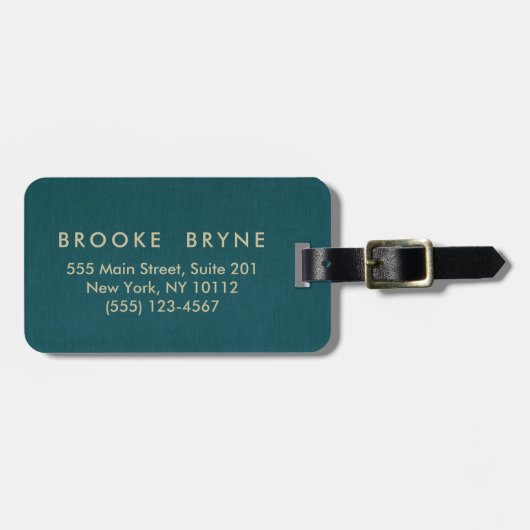 Blauwgroen Blauw Modern Professioneel Minimalist Bagagelabel (Voorkant horizontaal)