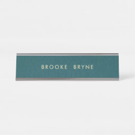 Blauwgroen Blauw Modern Professioneel Minimalist Bureau Naambordje