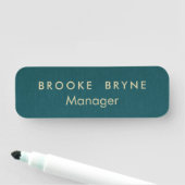 Blauwgroen Blauw Modern Professioneel Minimalist Naamplaatje (In situ)