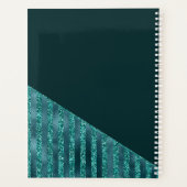 Blauwgroen Blauw Modern Trendy Glam Glitter Persoo Planner (Achterkant)