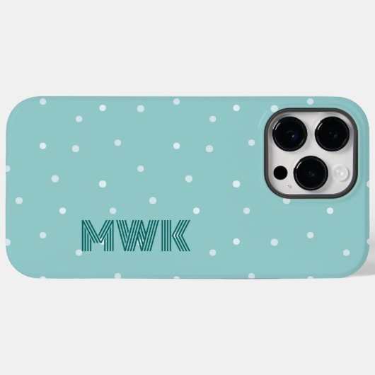 Blauwgroen blauw monogram Case-Mate iPhone case (Achterkant (horizontaal))