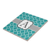 Blauwgroen Blauw Monogram Letter A Quatrefoil Tegeltje (Zijkant)