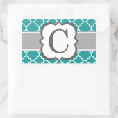 Blauwgroen Blauw Monogram Letter C Quatrefoil Rechthoekige Sticker (Tas)