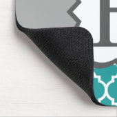 Blauwgroen Blauw Monogram Letter H Quatrefoil Muismat (Hoek)