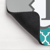 Blauwgroen Blauw Monogram Letter P Quatrefoil Muismat (Hoek)