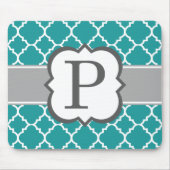 Blauwgroen Blauw Monogram Letter P Quatrefoil Muismat (Voorkant)