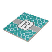 Blauwgroen Blauw Monogram Letter R Quatrefoil Tegeltje (Zijkant)