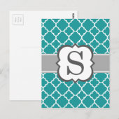 Blauwgroen Blauw Monogram Letter S Quatrefoil Briefkaart (Voorkant / Achterkant)