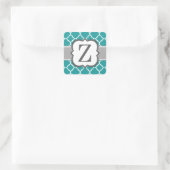 Blauwgroen Blauw Monogram Letter Z Quatrefoil Vierkante Sticker (Tas)
