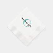 Blauwgroen Blauw Monogram Naam Cocktail Servet (Hoek)