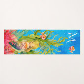 Blauwgroen Blauw Monogram Naam Zeemeermin Yogamat (Voorkant (horizontaal))