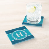 Blauwgroen blauw monogram Onderzetter (Schuin)