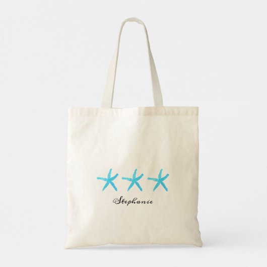 Blauwgroen blauw monogrammen van Starfish Kute Nau Tote Bag (Achterkant)