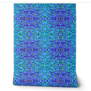 Blauwgroen blauw mozaïekpatroon behang