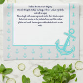 Blauwgroen blauw Nautical Anchor Recipasehandje Theedoek (Gevouwen)