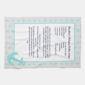 Blauwgroen blauw Nautical Anchor Recipasehandje Theedoek (Horizontaal)