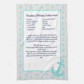 Blauwgroen blauw Nautical Anchor Recipasehandje Theedoek (Verticaal)