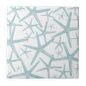 Blauwgroen blauw nautisch strandpatroon tegeltje (Voorkant)