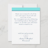 Blauwgroen blauw Nautisch touw Heart Anchor Weddin Bedankkaart (Achterkant)