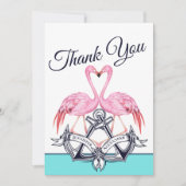 Blauwgroen blauw Nautisch touw Heart Anchor Weddin Kaart (Voorkant)