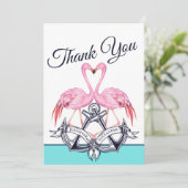 Blauwgroen blauw Nautisch touw Heart Anchor Weddin Kaart (Staand voorkant)