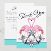 Blauwgroen blauw Nautisch touw Heart Anchor Weddin Kaart (Voorkant / Achterkant)