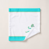 Blauwgroen Blauw Octopus Coastal Nautical Bathroom Bad Handdoek (Wasdoekje)