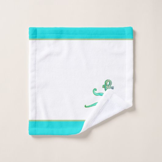 Blauwgroen Blauw Octopus Coastal Nautical Bathroom Bad Handdoek (Wasdoekje)