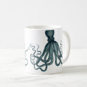 Blauwgroen Blauw  Octopus Nautisch Koffiemok (Voorkant rechts)