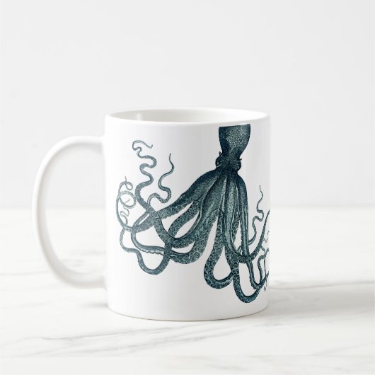 Blauwgroen Blauw  Octopus Nautisch Koffiemok (Links)