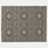Blauwgroen Blauw Oker Bruin Beige Bohemian Tribe A Fleece Deken (Voorkant (Horizontaal))