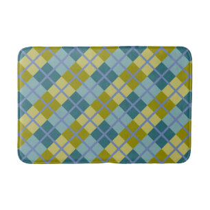 Blauwgroen blauw Olive Yellow Paars Patroon Badmat