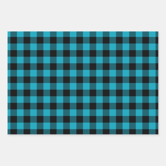 Blauwgroen blauw Ombre Buffalo Plays Small Inpakpapier Vel (Voorkant 3)