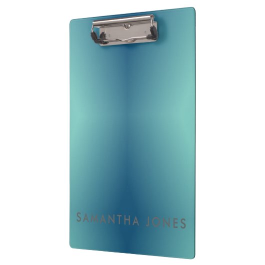 Blauwgroen Blauw Ombre Eenvoudig plat Persoonlijke Klembord (Links)