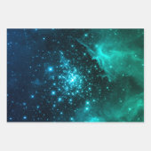 Blauwgroen blauw Ombre Starburst Celestial Firewor Inpakpapier Vel (Voorkant 2)