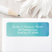 Blauwgroen & Blauw Ombre Waterverf bijpassend ontw Etiket (Insitu)