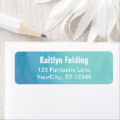 Blauwgroen & Blauw Ombre Waterverf bijpassend ontw Etiket (Insitu)