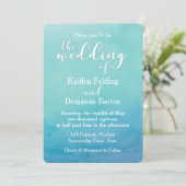 Blauwgroen & Blauw Ombre Waterverf Uitnodiging voo (Staand voorkant)